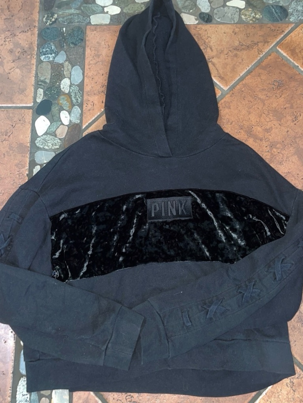 Victoria's Secret PINK Black Men's Hooded Zip-Up Sweater